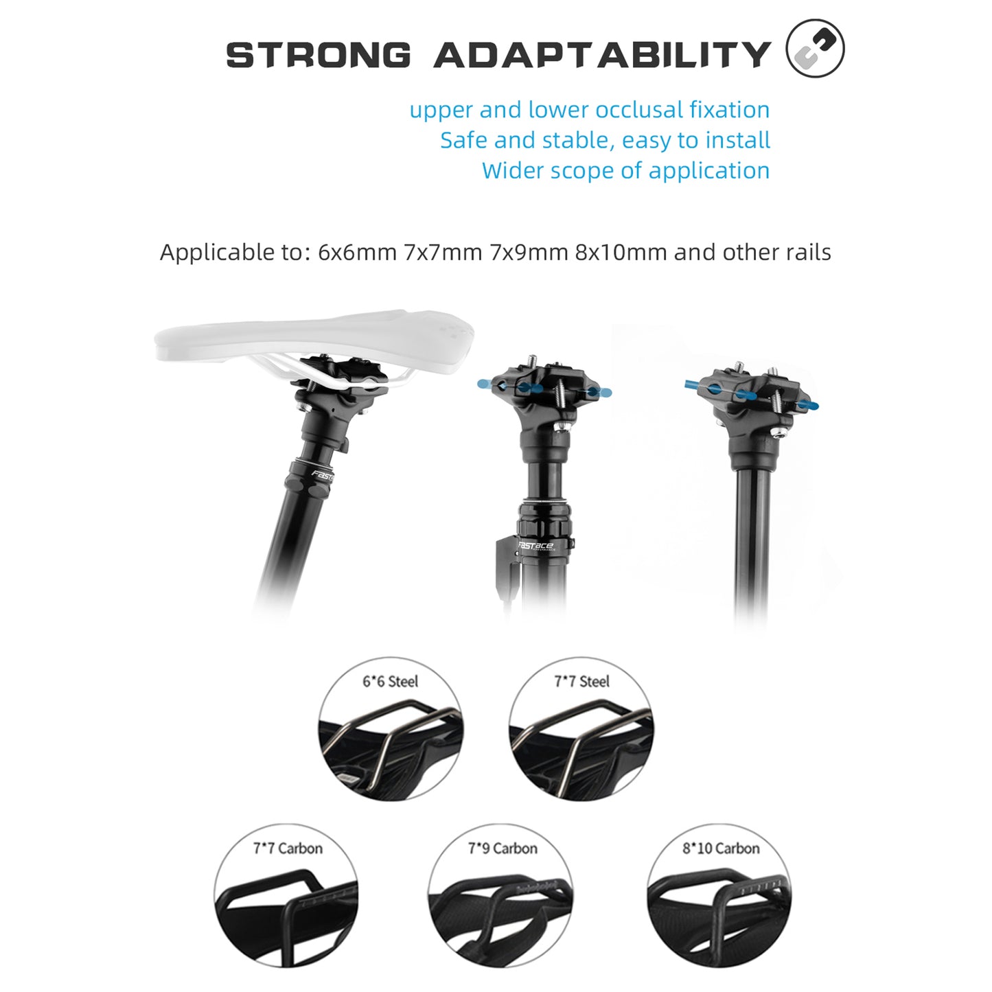 FASTACE Dropper Seatpost MTB 125mm Travel 27.2/30.9/31.6mm Internal External Cable Routing Remote