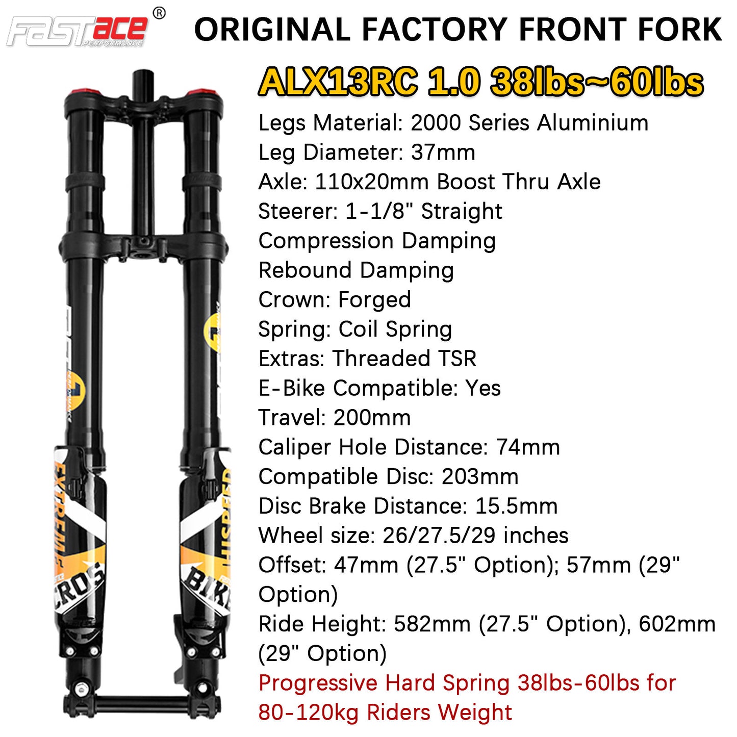 FASTACE ALX13RC 1.0 Original Factory Front Fork Suspension For Surron Talaria Sting E Ride Pro SS 19" 26" 27.5" 29"