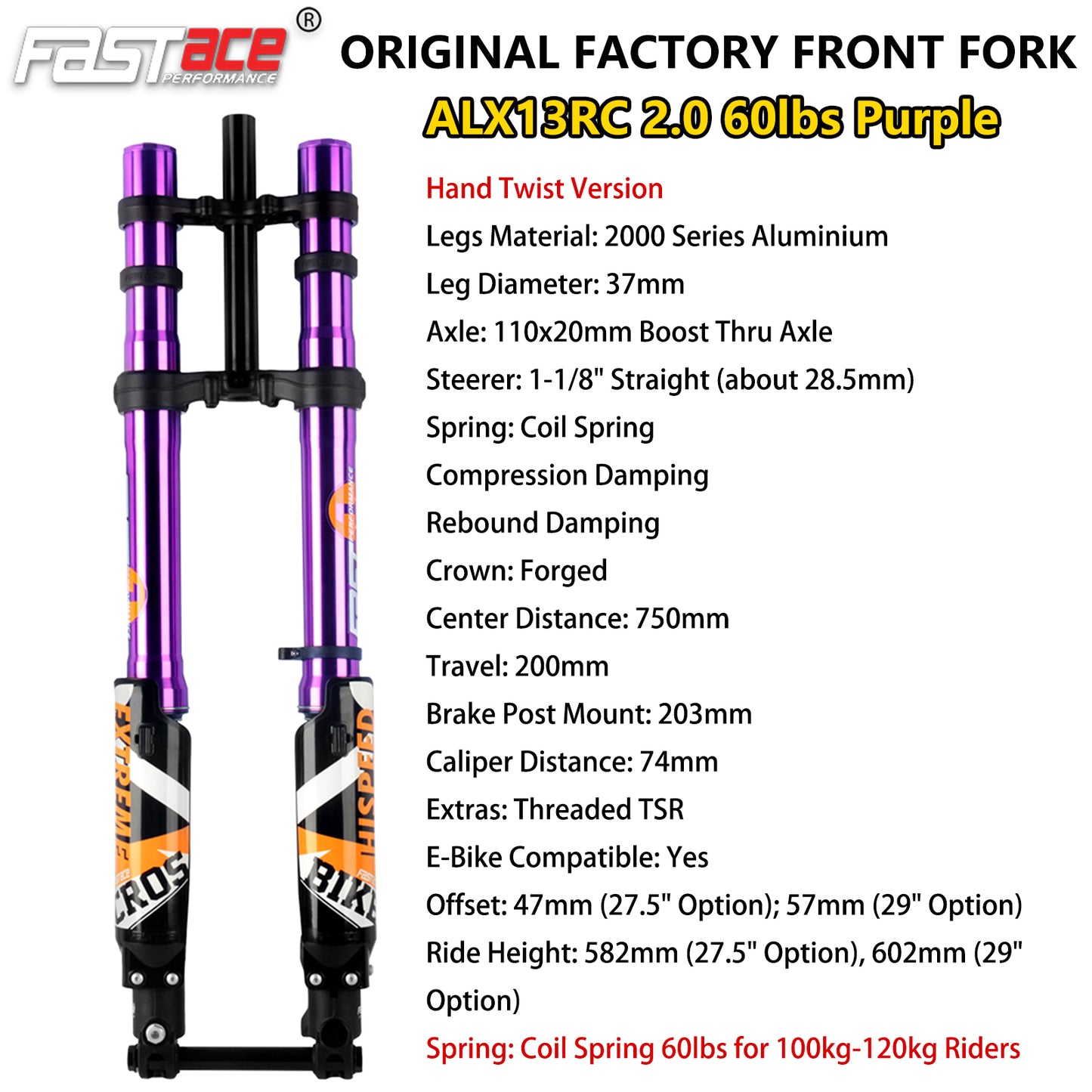 FASTACE ALX13RC 2.0 Original Factory Front Fork Suspension For Surron Light Bee Talaria MX3 Eride pro S/SS 1.0/2.0 79 Bike