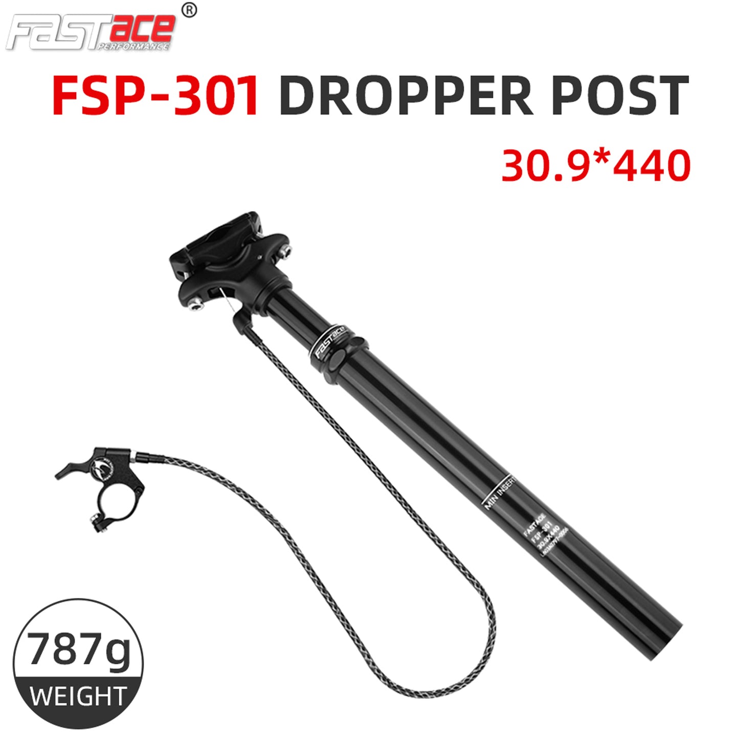 FASTACE Dropper Seatpost MTB 125mm Travel 27.2/30.9/31.6mm Internal External Cable Routing Remote
