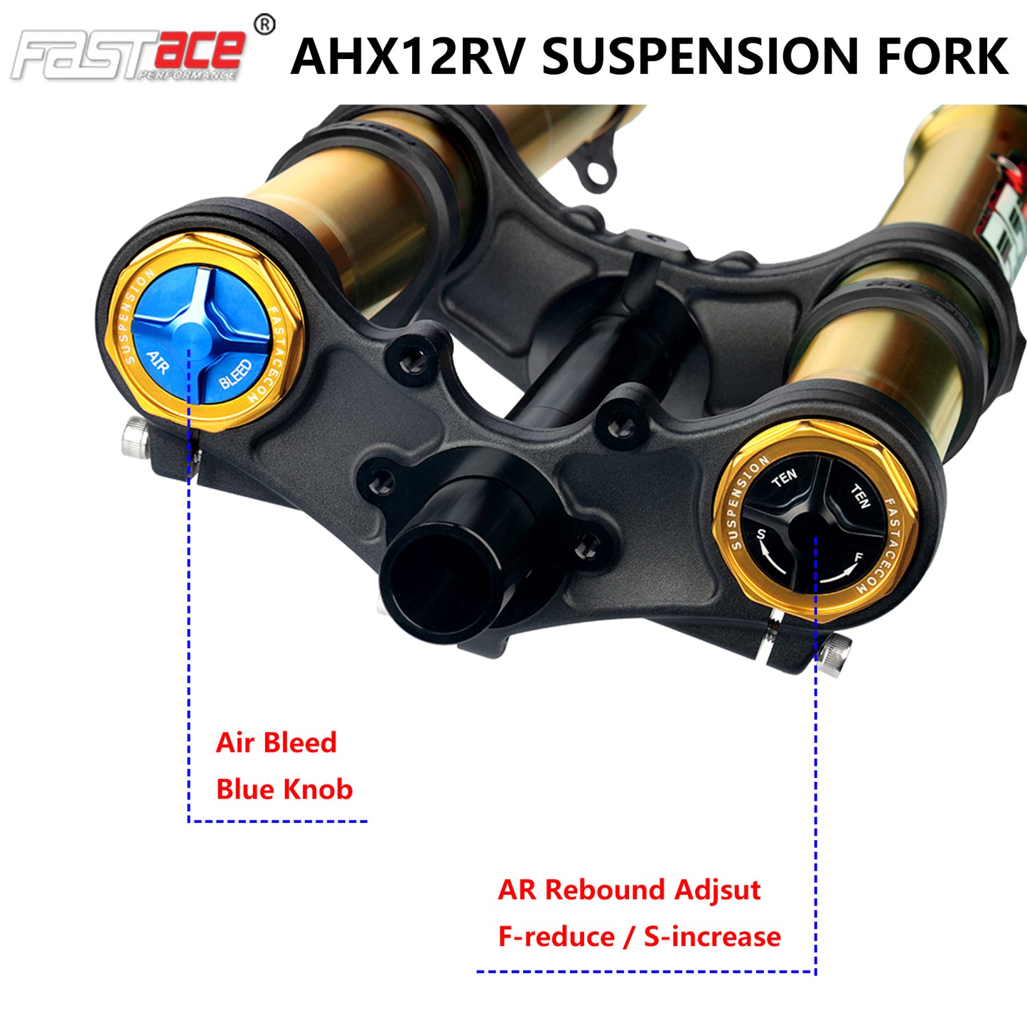 FASTACE AHX12RV Original Factory Front Fork Suspension 60LBS For Surron Talaria Sting 79 Bike Falcon M / Falcon PRO || Gold