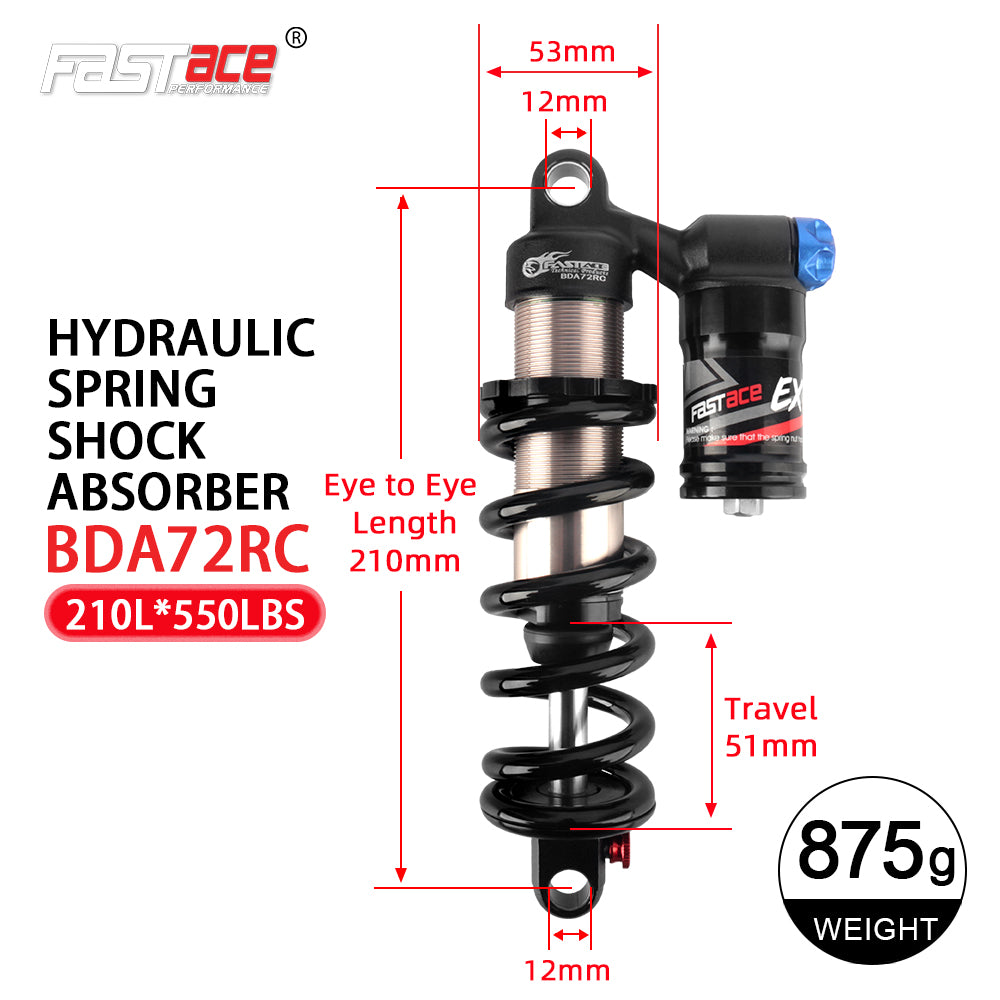 FASTACE BDA72RC Original Factory Downhill Rear Shock Absorber Suspension 450LBS 550LBS For Surron Talaria Sting eBike MTB