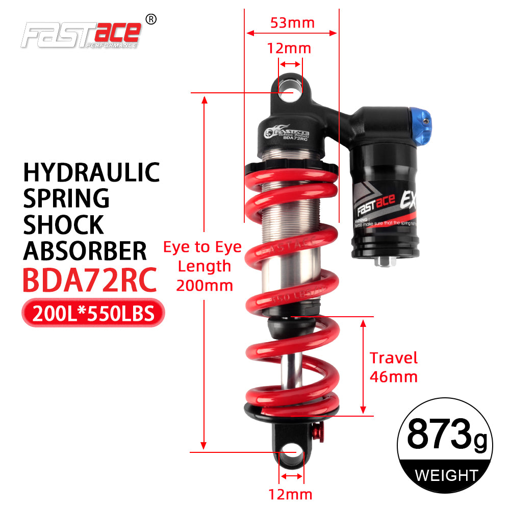 FASTACE BDA72RC Original Factory Downhill Rear Shock Absorber Suspension 450LBS 550LBS For Surron Talaria Sting eBike MTB