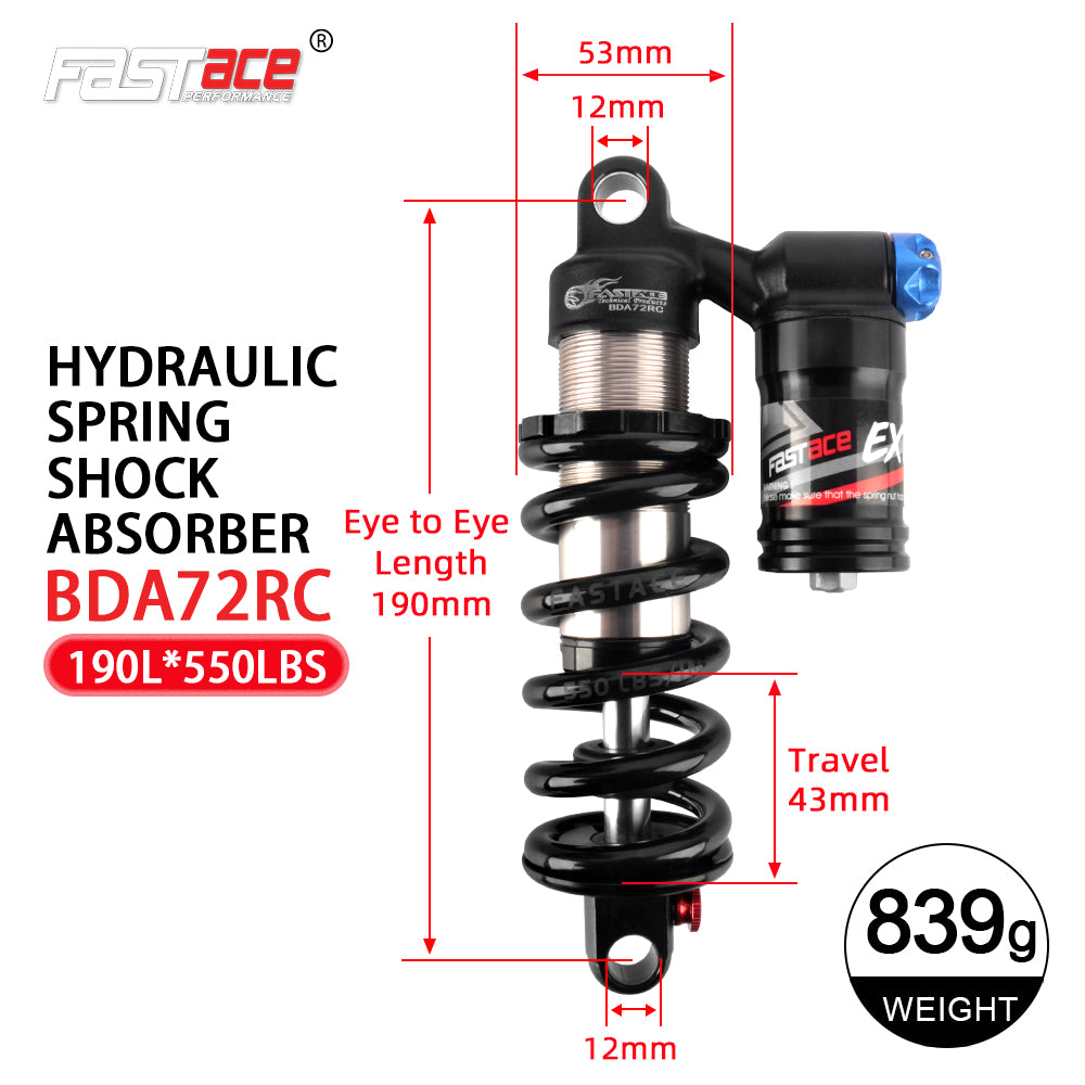 FASTACE BDA72RC Original Factory Downhill Rear Shock Absorber Suspension 450LBS 550LBS For Surron Talaria Sting eBike MTB
