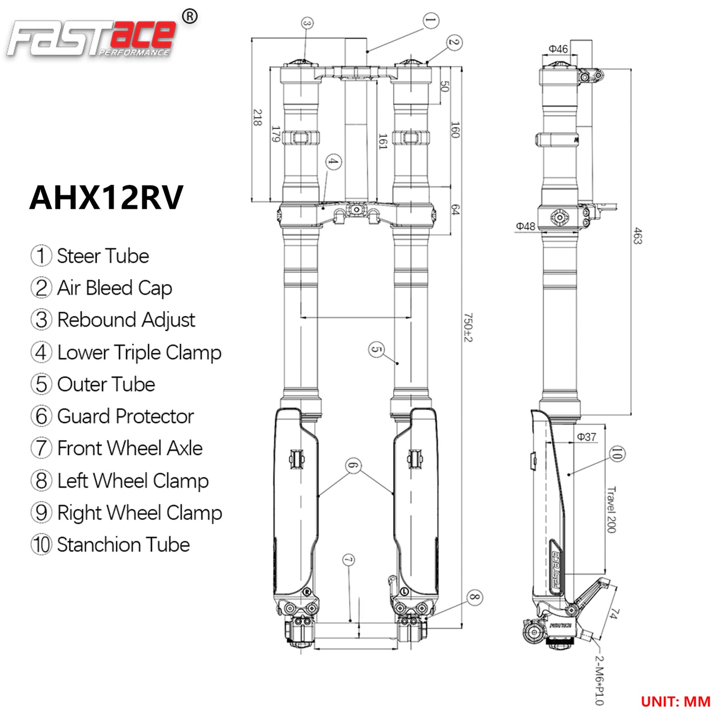 FASTACE AHX12RV Original Factory Front Fork Suspension 60LBS For Surron Talaria Sting 79 Bike Falcon M / Falcon PRO || Gold