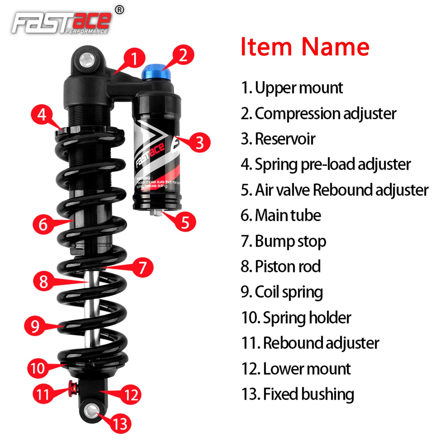 FASTACE BDA53RC Original Factory Downhill Rear Shock Absorber Suspension 265mm NEW VERSION For Surron Talaria Sting