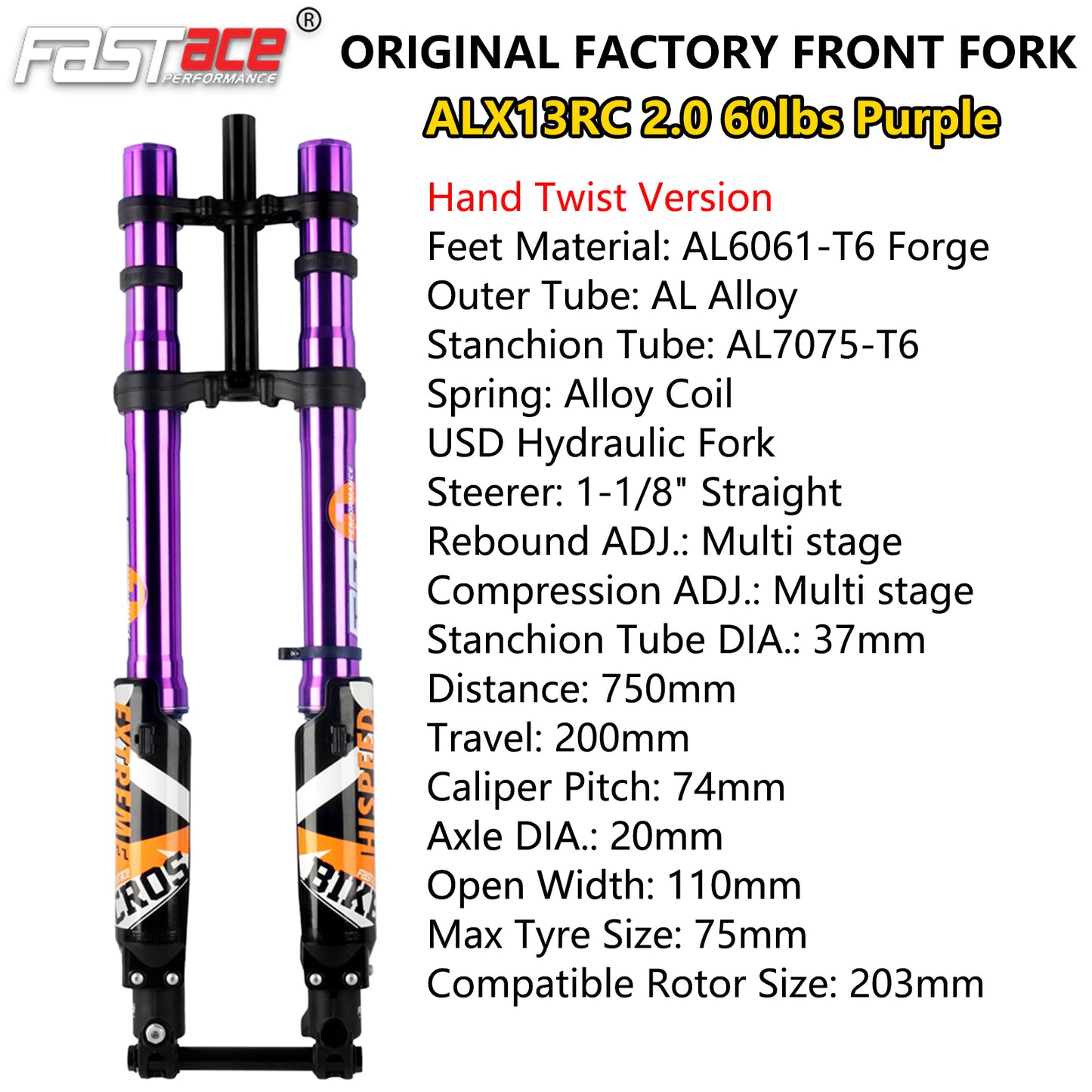 FASTACE ALX13RC 2.0 Original Factory Front Fork Suspension For Surron Talaria Sting E Ride Pro SS 79Bike 19" 26" 27.5" 29"