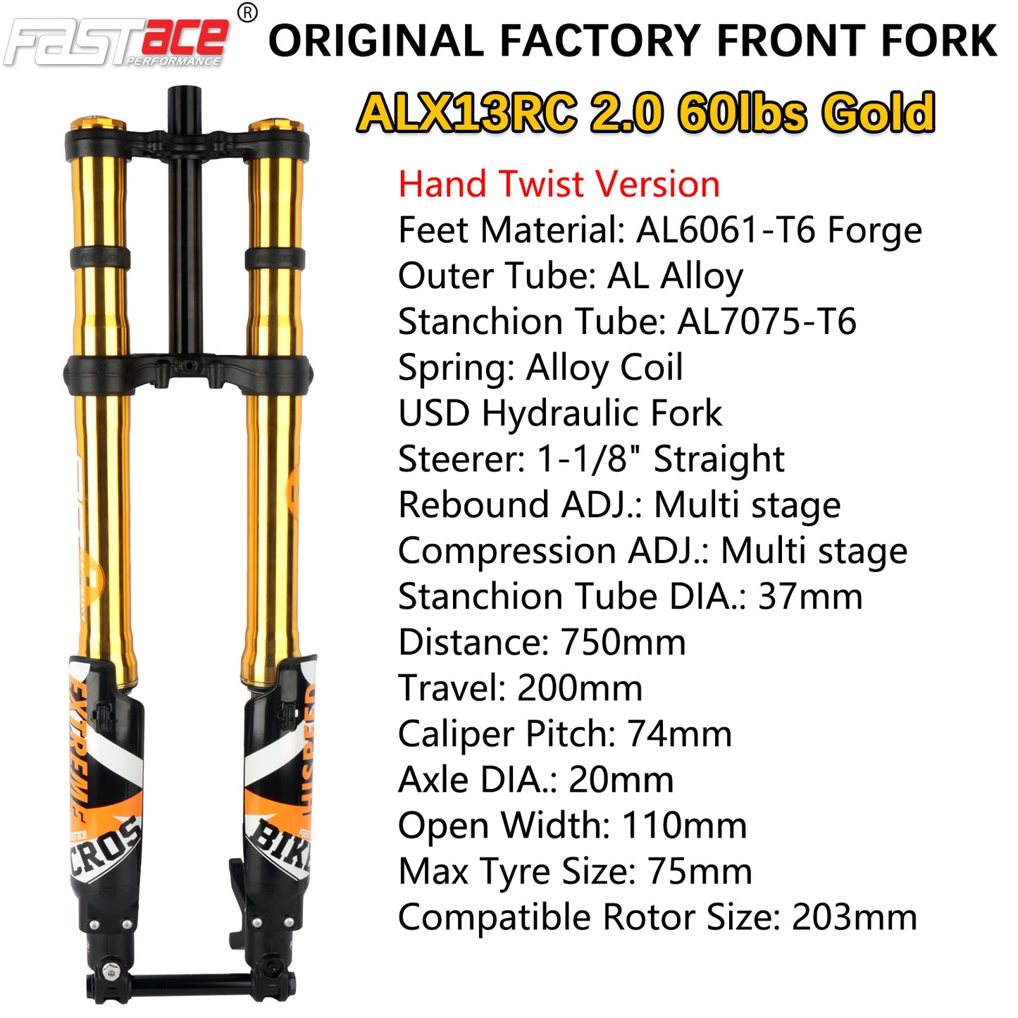 FASTACE ALX13RC 2.0 Original Factory Front Fork Suspension For Surron Talaria Sting E Ride Pro SS 79Bike 19" 26" 27.5" 29"
