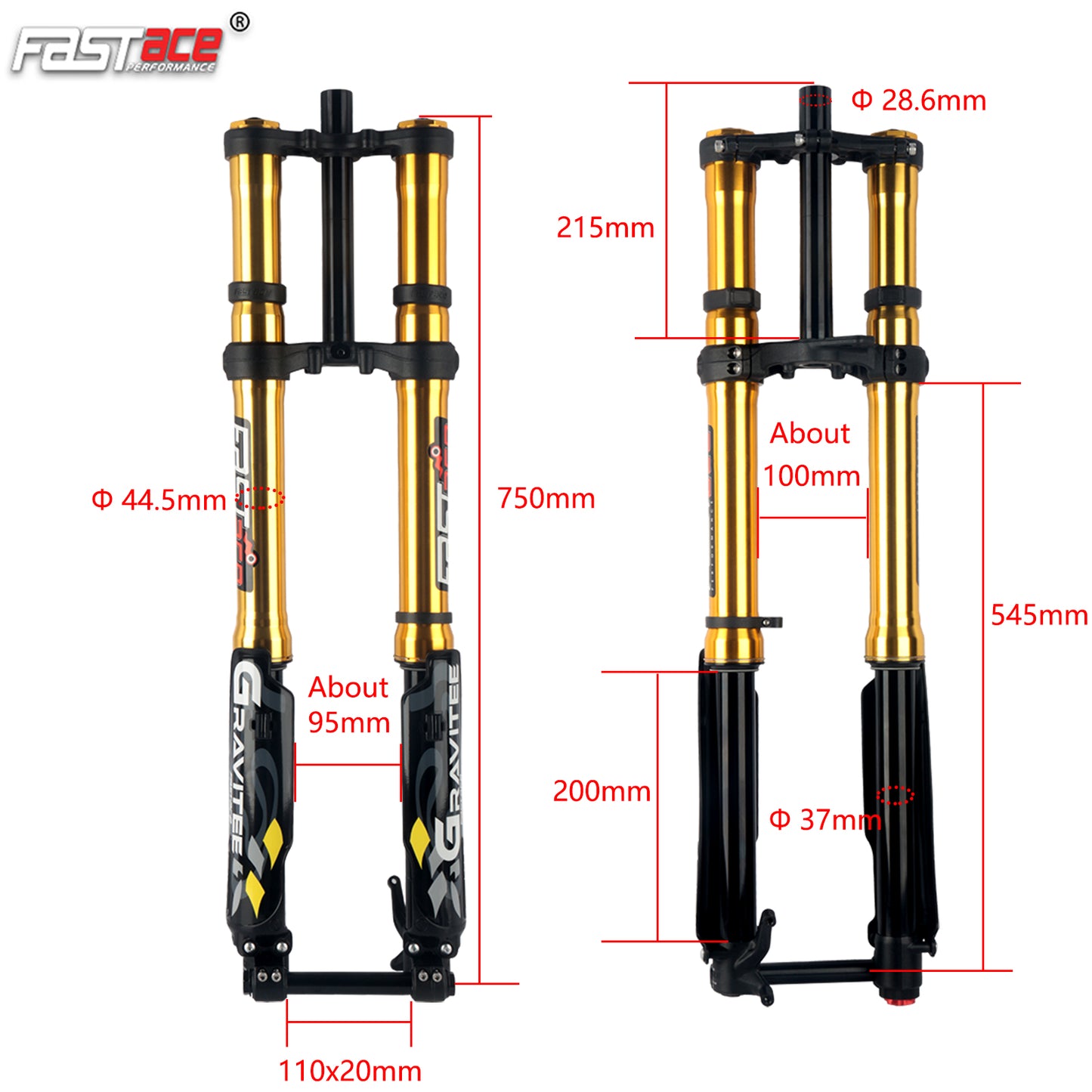 FASTACE AHX12RV Original Factory Front Fork Suspension 60LBS For Sur-Ron Light Bee X 79 Bike Falcon M / Falcon PRO  E Ride Pro SS 1.0/2.0 US Warehouse