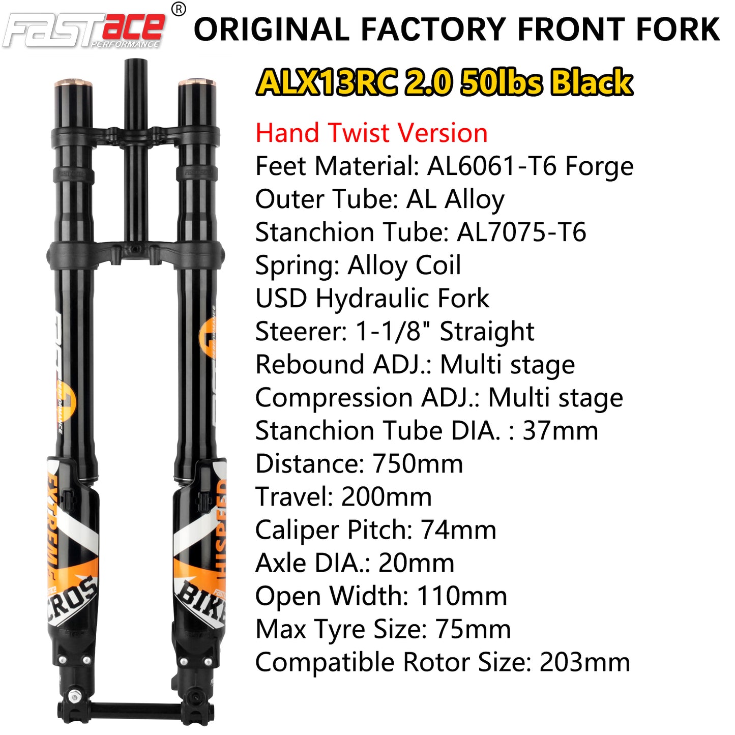 FASTACE ALX13RC 2.0 Original Factory Front Fork Suspension For Surron Talaria Sting E Ride Pro SS 79Bike 19" 26" 27.5" 29" CN Warehouse