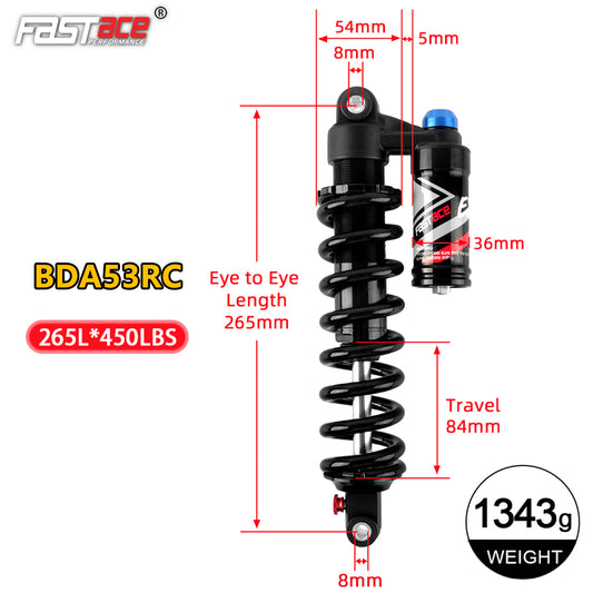 FASTACE BDA53RC Original Factory Downhill Rear Shock Absorber Suspension 265mm NEW VERSION For Surron Talaria Sting