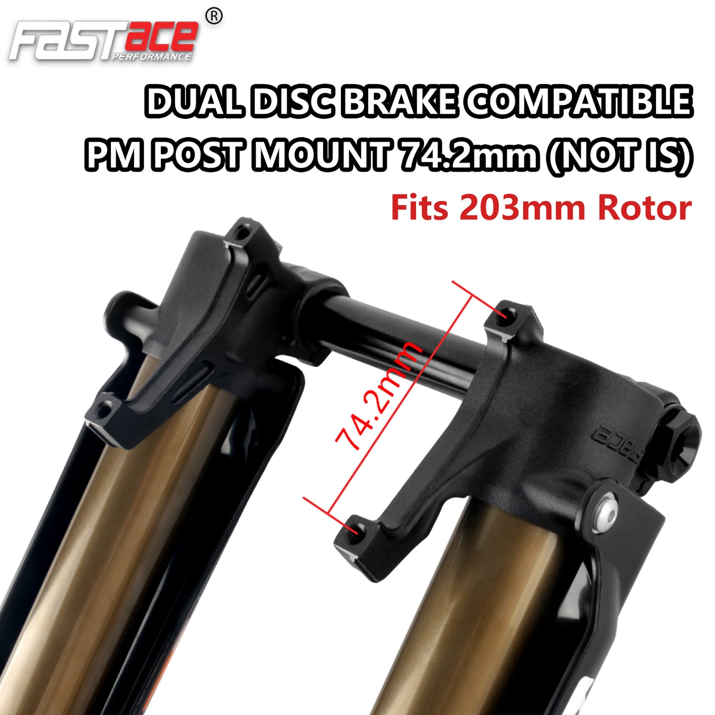 FASTACE AHX17ARP Original Factory Front Fork Suspension Tapered Aluminum Steerer Dual Disc Brake 74.2mm PM for MTB Snow Bike