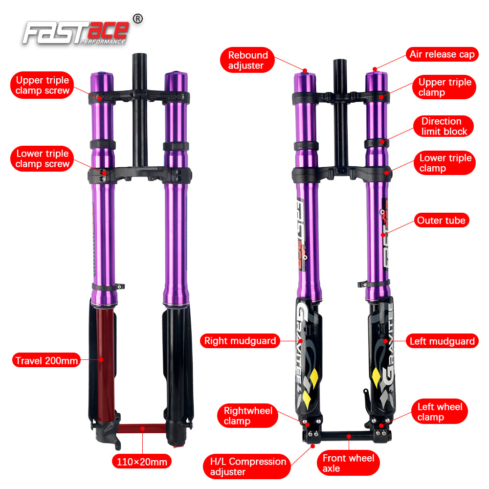 FASTACE AHX12RV Original Factory Front Fork Suspension 60LBS For Sur-Ron Light Bee X 79 Bike Falcon M / Falcon PRO  E Ride Pro SS 1.0/2.0