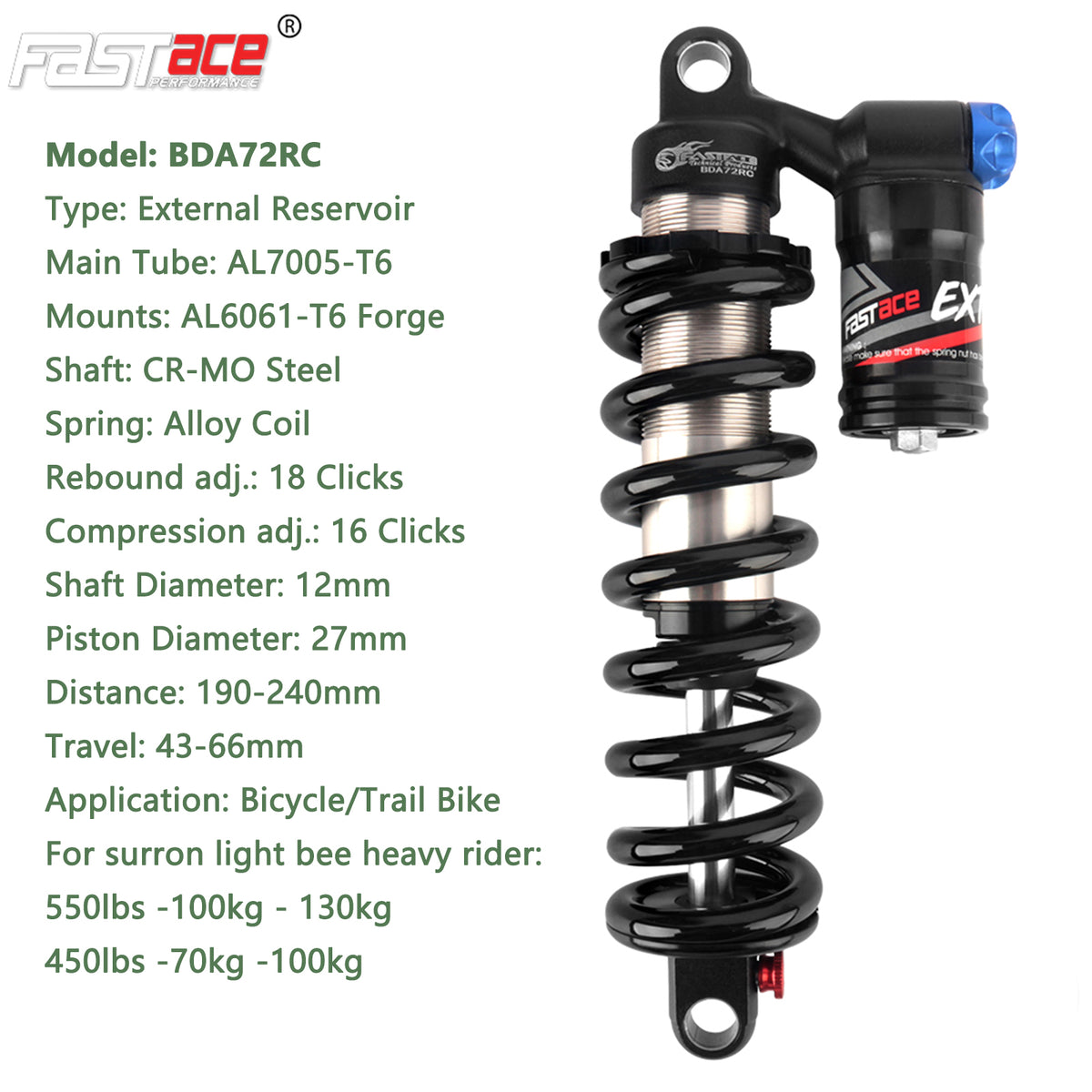 FASTACE BDA72RC Original Factory Downhill Rear Shock Absorber Suspensi