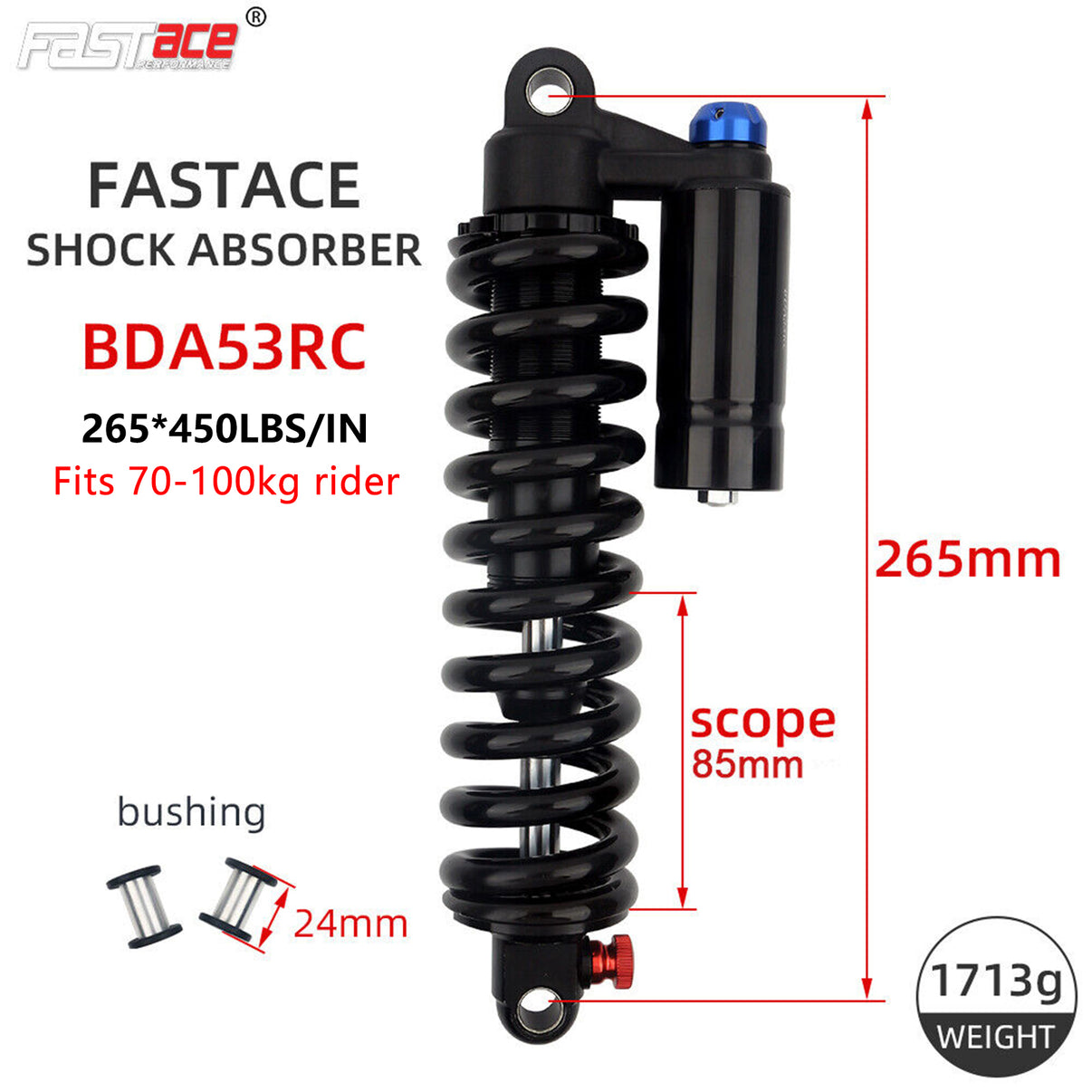 FASTACE BDA53RC Original Factory Downhill Rear Shock Absorber Suspensi