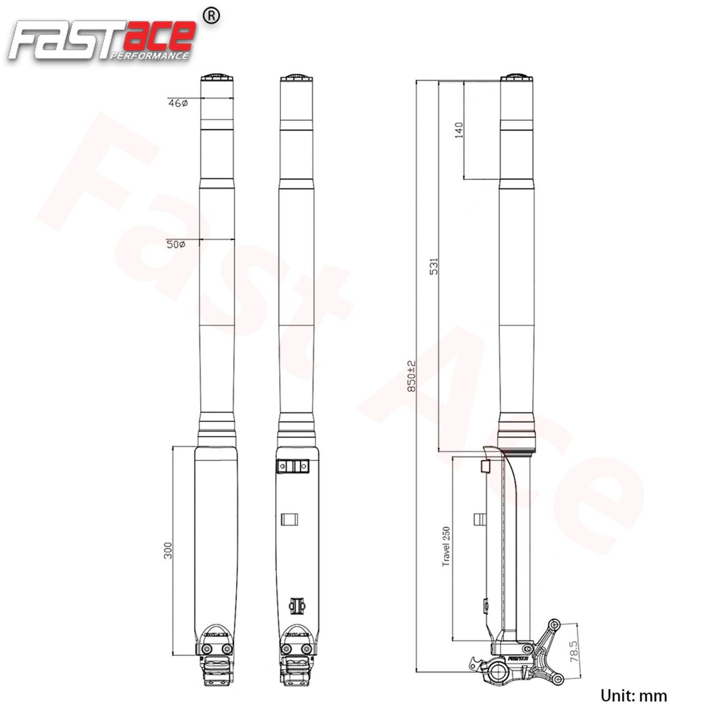 FASTACE ALX26RC Original Factory Front Fork Suspension For Sur-Ron Ultra Bee Off-Road 2023-2025 850L 250mm Travel