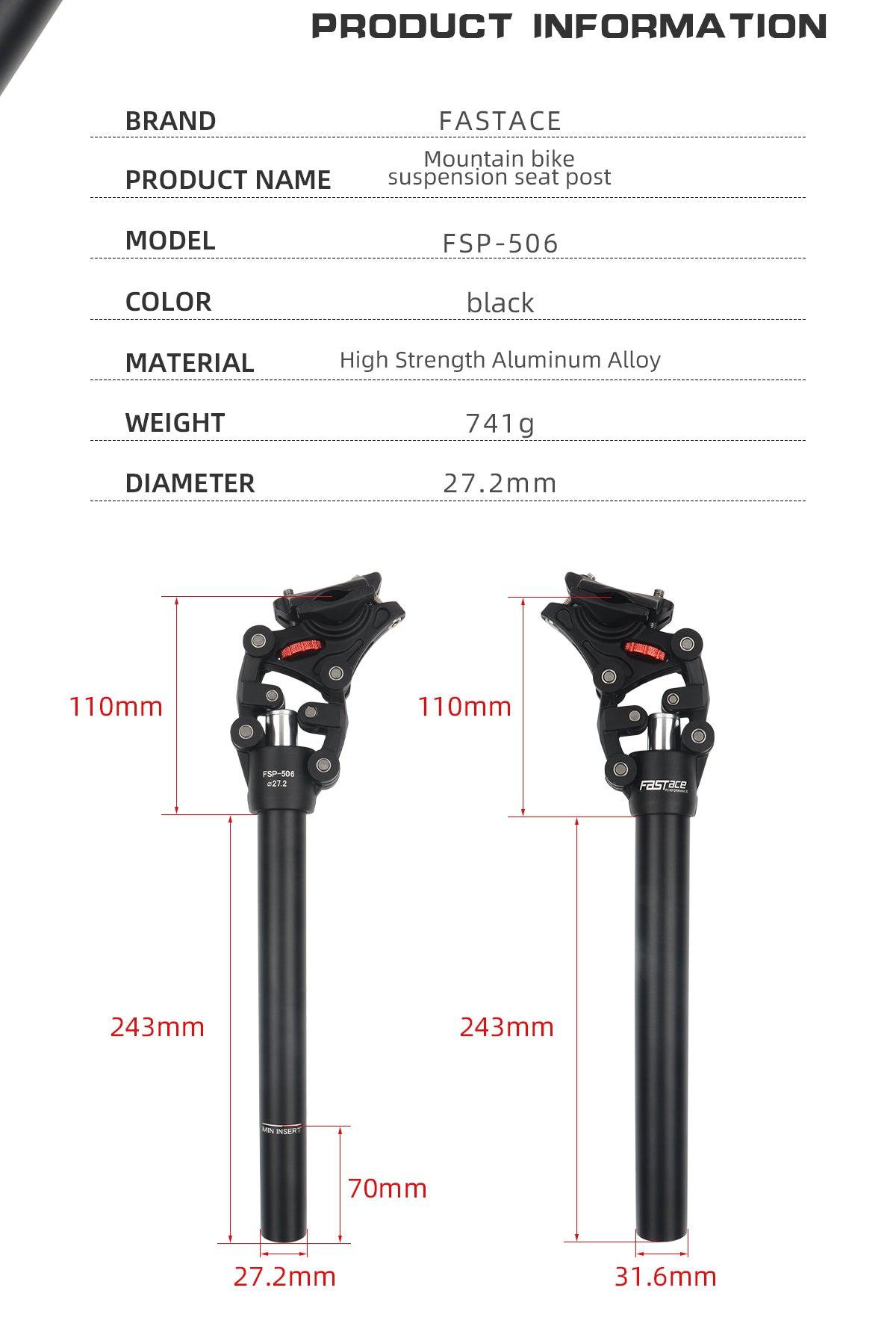 Fastace FSP-506 MTB Suspension Seatpost